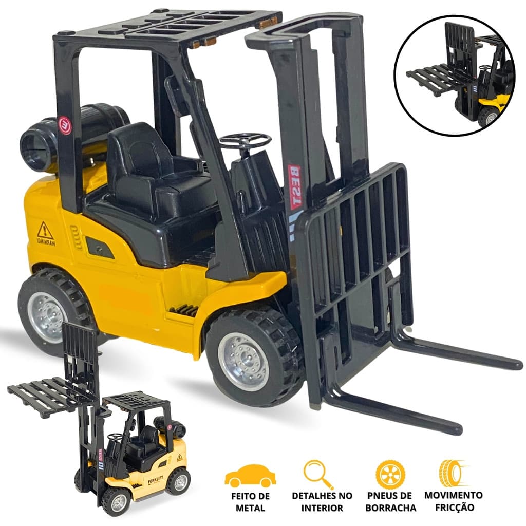 Miniatura Empilhadeira De Metal Carrinho Brinquedo C/fricção