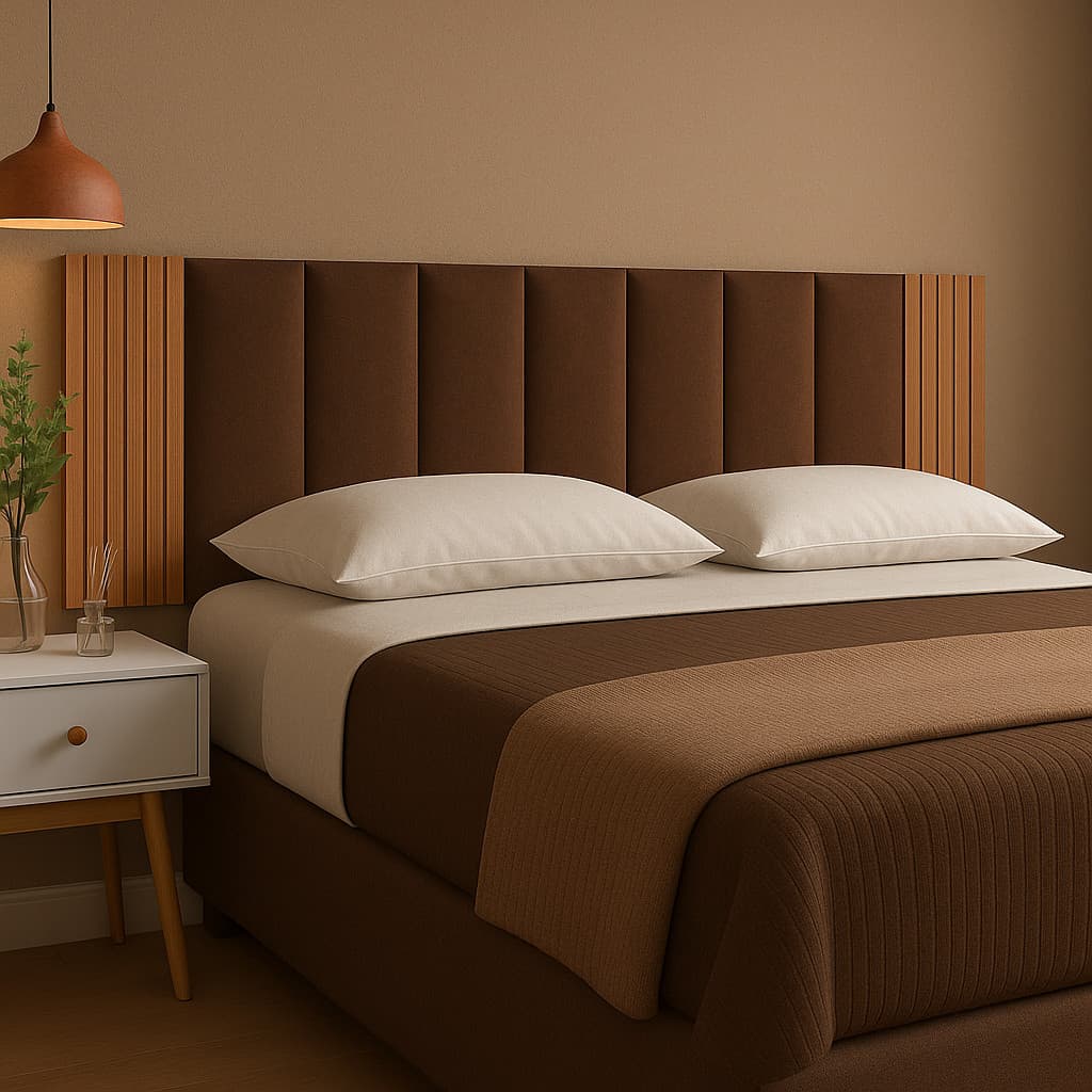 Conjunto Completo Combo Cabeceira Estofada + Ripado Cama Solteiro Casal Queen King 12/10/9/7 Peças