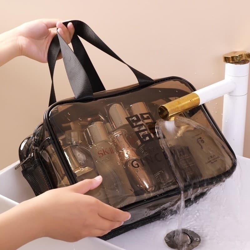 Bolsa De PVC Transparente Para Cosméticos Impermeável Portátil De Grande Capacidade Viagem