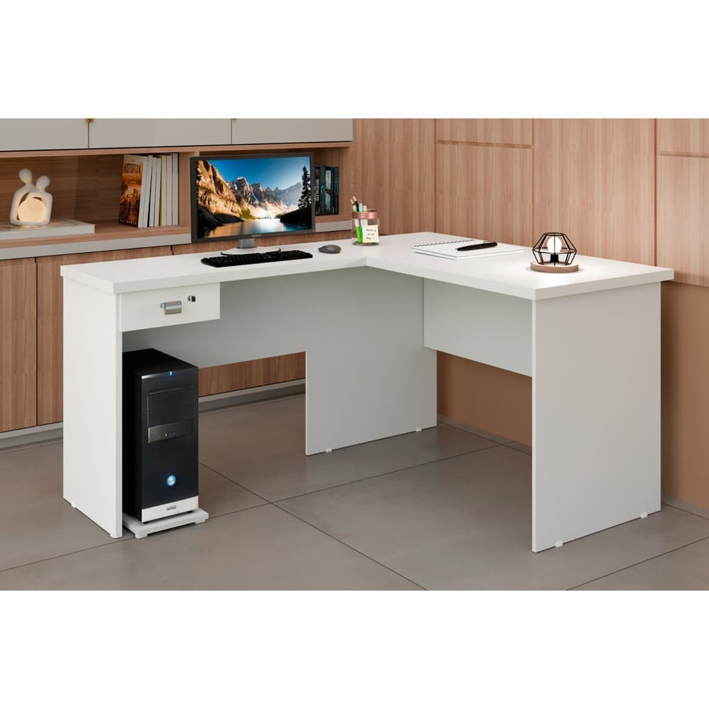 Escrivaninha Em L Gamer Ou Escritorio 1 Gaveta Com Chave