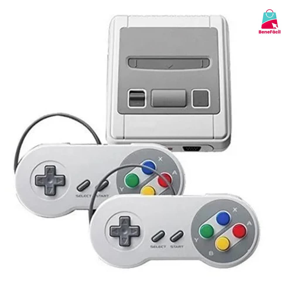 Super Nintendo Mini SNES – 2 controles 8 bits 620 jogos originais incluídos