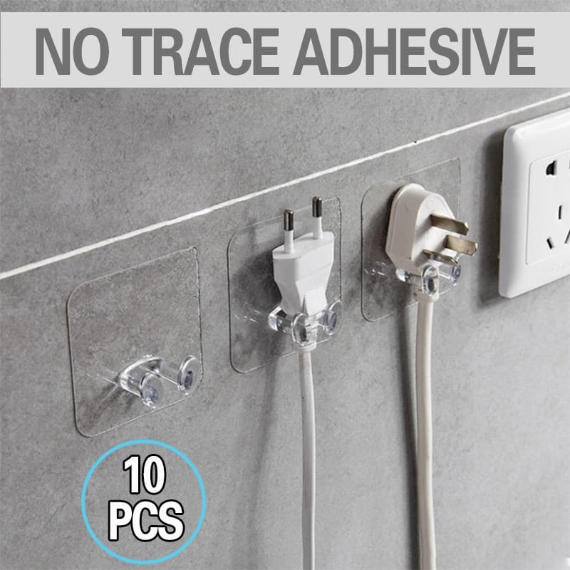 10/20/30 pçs Gancho Adesivo De Plástico Transparente Com Plugue Forte Para Cozinha, Banheiro
