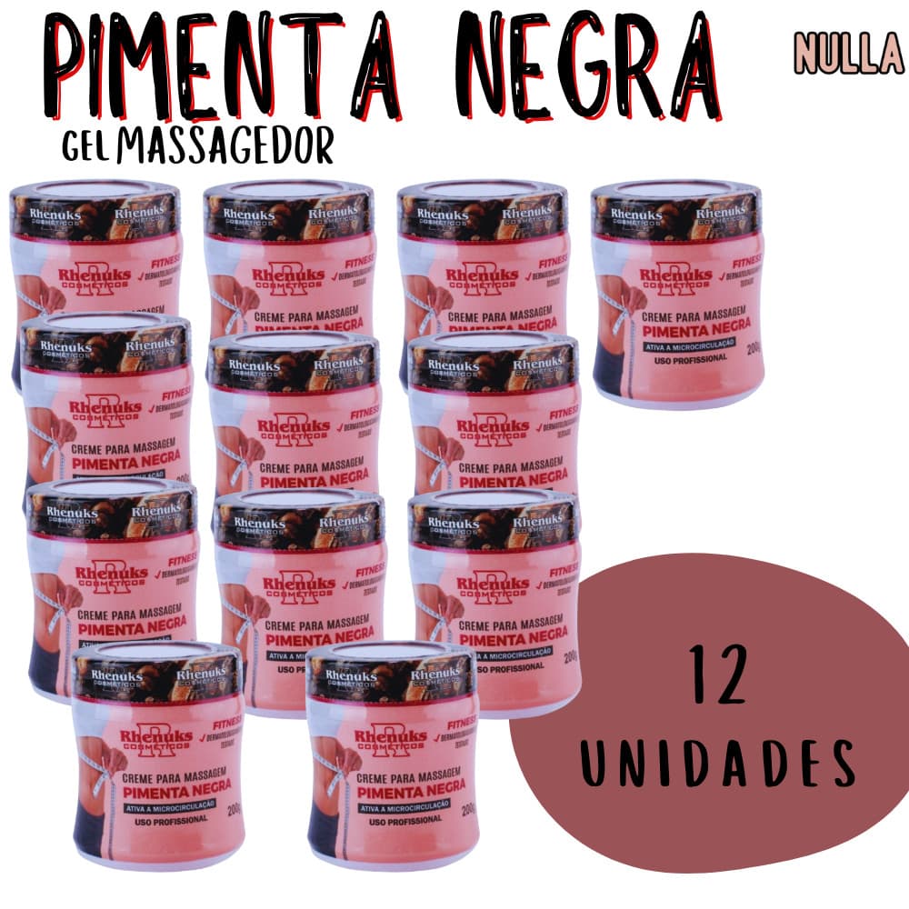 KIT C/ 12 - Gel massagem PIMENTA NEGRA ativa microcirculação - Rhenuks