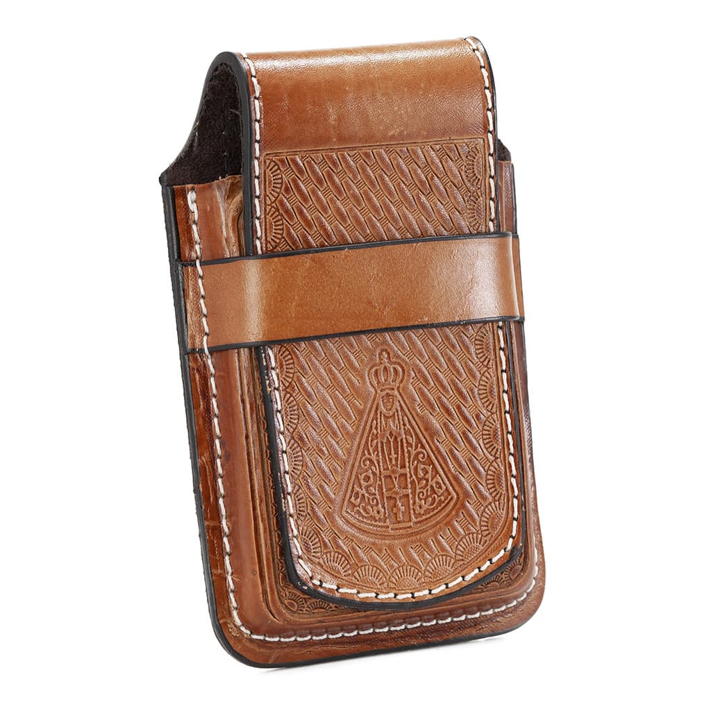 Bainha Porta Celular Couro Nossa Senhora Com Presa Cinto