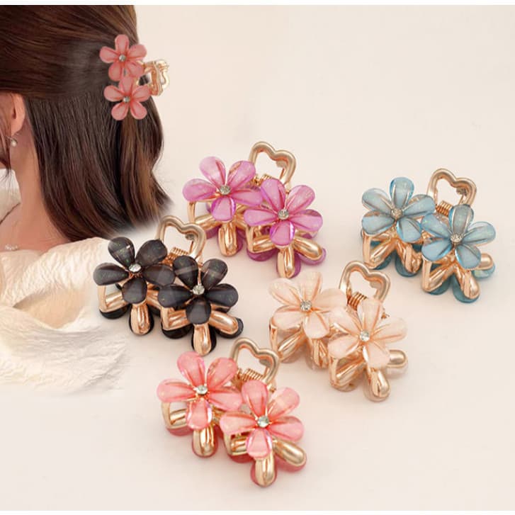 Kit 1/2/3/6/12 Unidades Piranhas de cabelo meio amarrado com flor de strass tamanho médio requintado e sofisticado