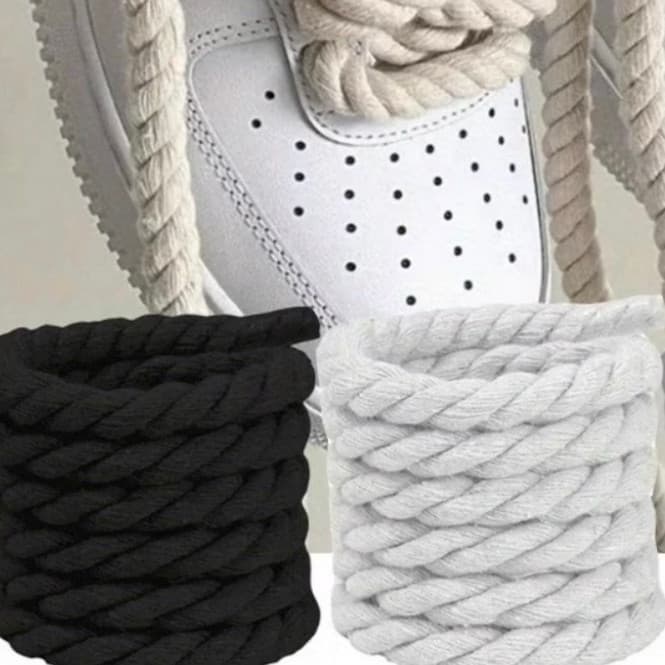 Cadarços Grosso Corda Trançado Skate Branco Preto Unissex 120CM