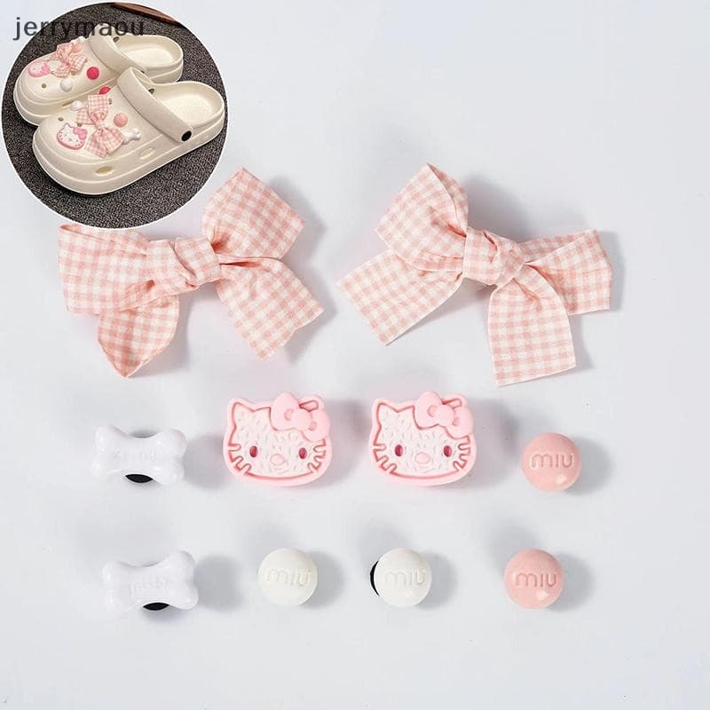 [JER] Doce Bonito Feminino Encantos Designer Elegante Vintage Arco Sapato Jóias All-match Flor Para Buraco Sapatos HBC