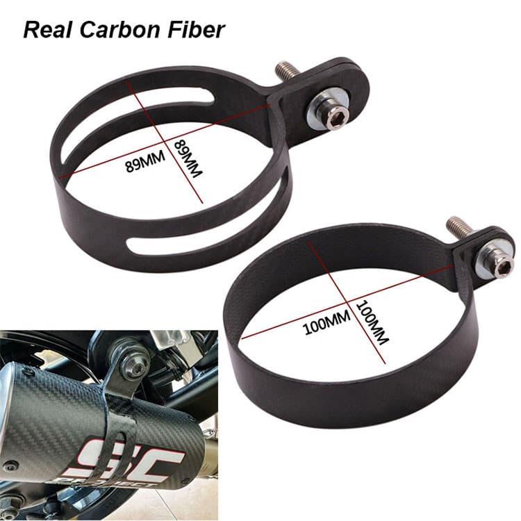 Suporte De Cabides De Fixação De Ponta De Escape De Motocicleta Redonda De Fibra De Carbono Real 89MM 100MM