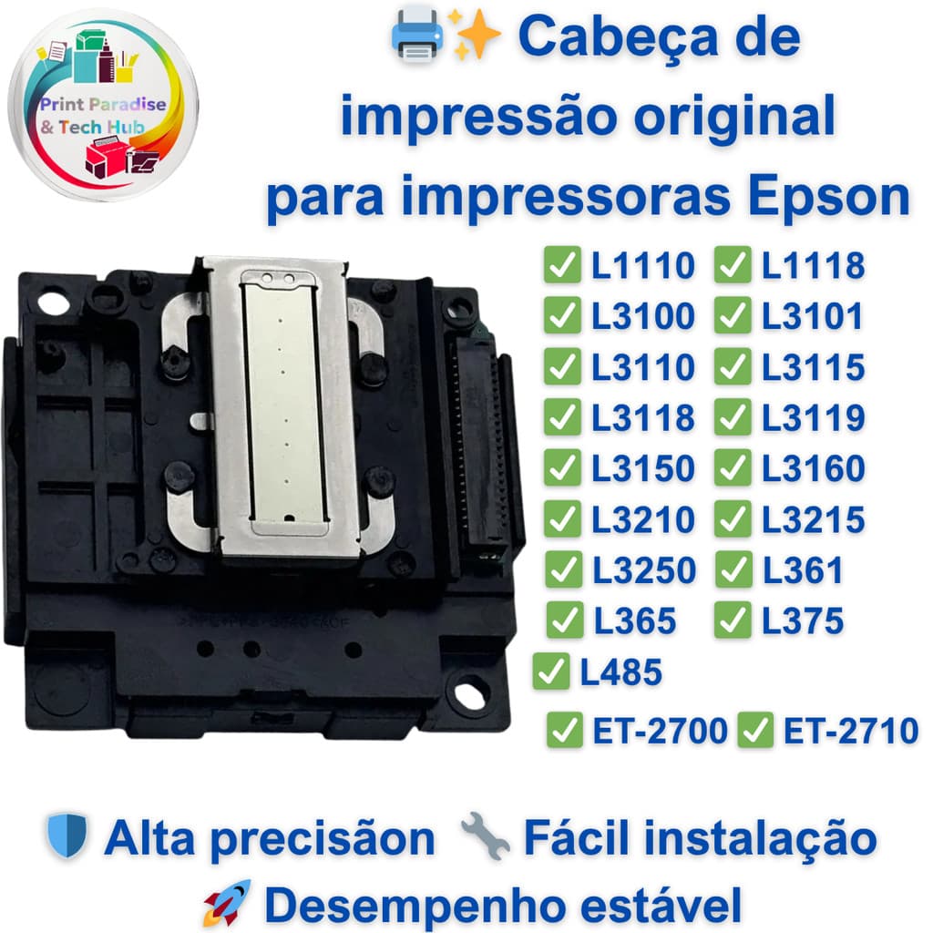Cabeçote De Impressão Compatível Para Epson L360 L1110 L3100 L3110 L3150 L3210 L3250 ET-2700-2710 | Série L E EcoTank