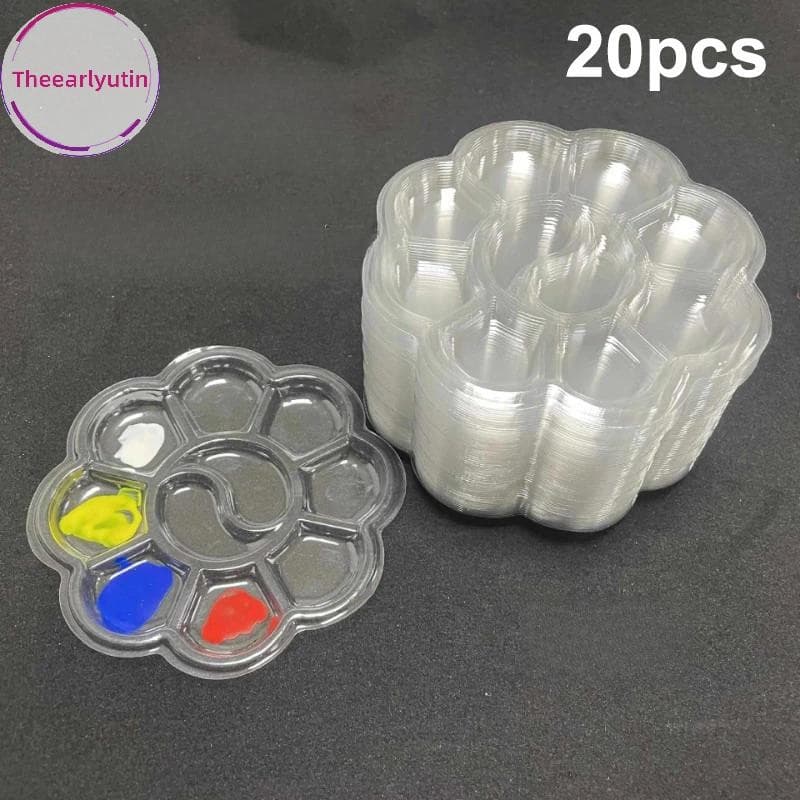 theearlyutin 20 Peças Paleta De Pintura A Óleo De Guache Descartável Em Forma De Flor De Ameixa Arte Lavável Aquarela br