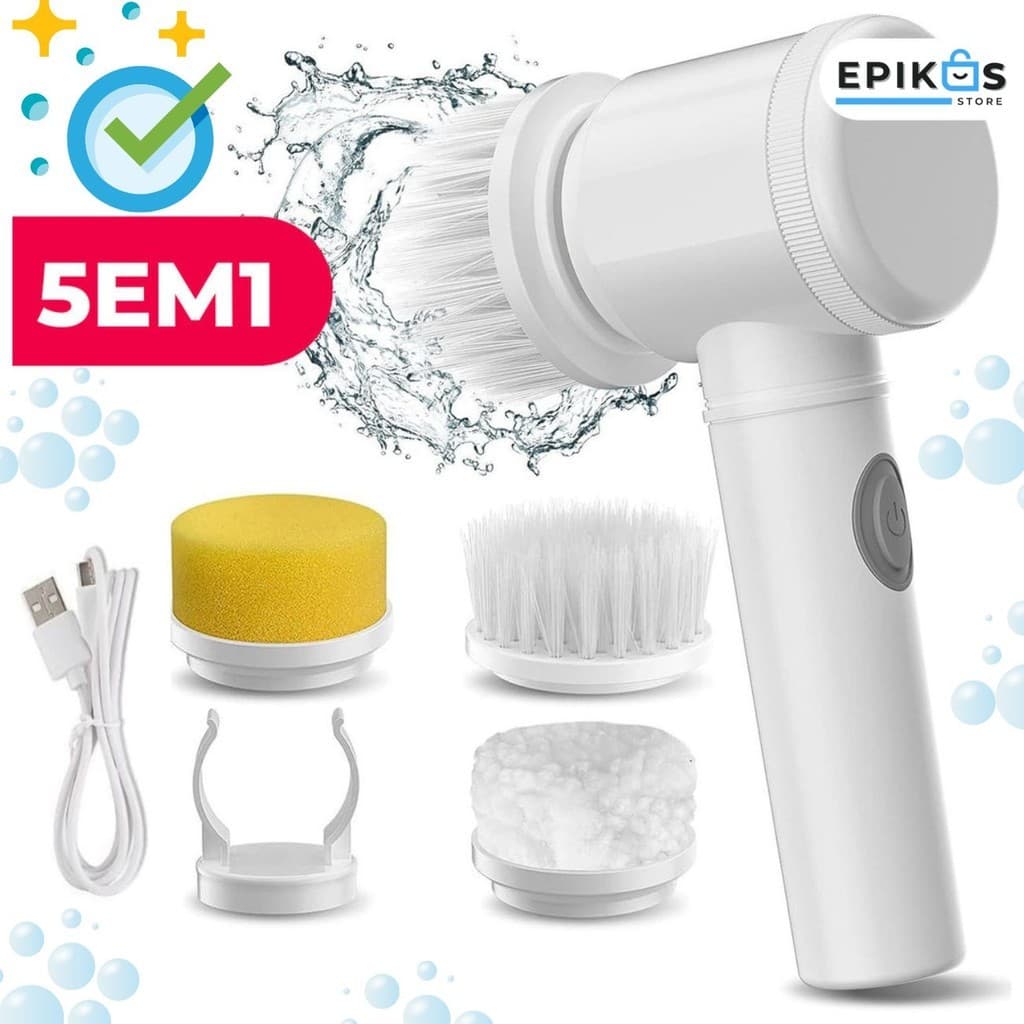 Escova Eletrica de Limpeza 5 em 1 Sem Fio Limpador Multiuso Pratico Para Cozinha  Banheiro prático