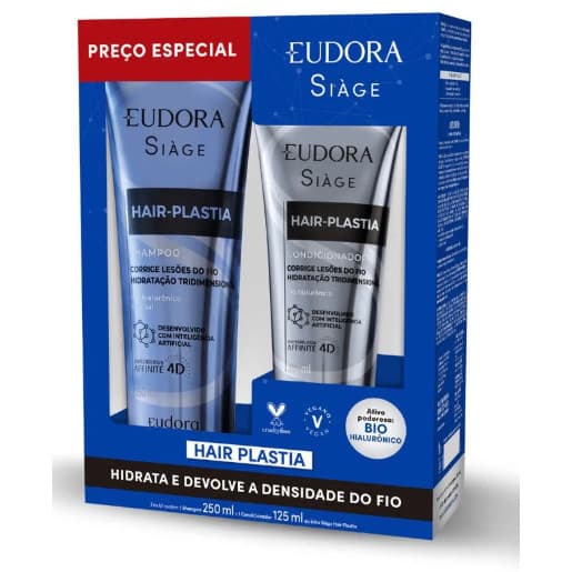 Kit Eudora Siage Hair Plastia Shampoo 250ml + Condicionador 125ml