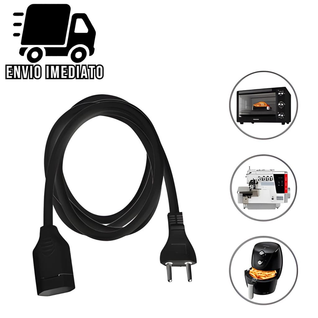 Extensão Elétrica Prolongador Extensor de Cabo 2 Metros Bivolt 110v e 220v