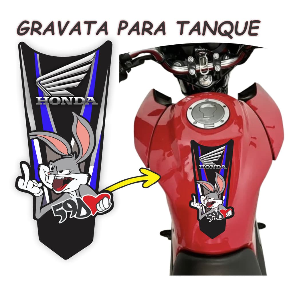 Gravata Adesiva para moto laminado NÃO DESBOTA Pernalonga Titan Fan Auto Colante Universal ENVIO IMEDIATO