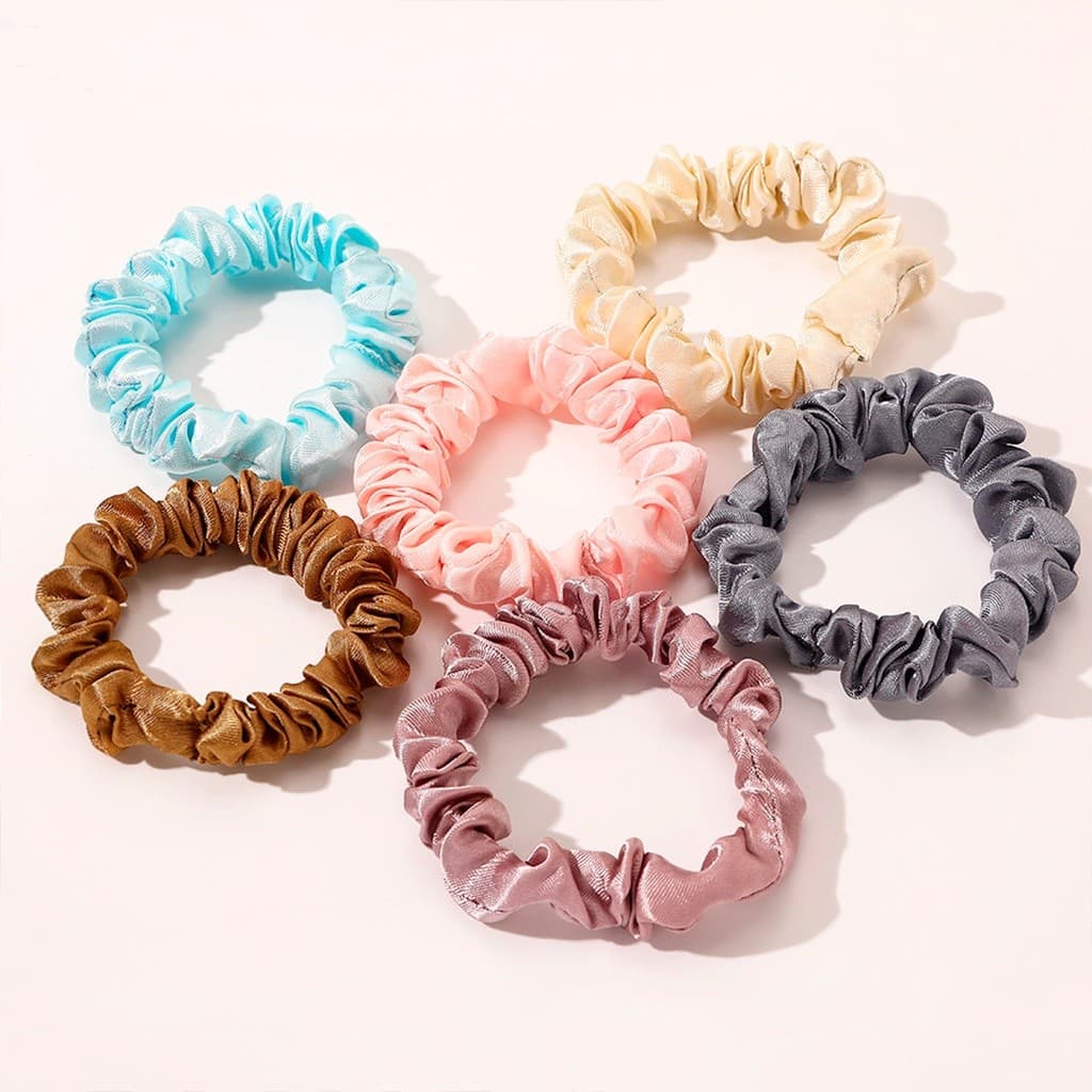 Kit 12 Scrunchie de Cetim Anti Frizz Fina Acessório Para Cabelo / Xuxinha Scrunchies Cetim de Cabelo