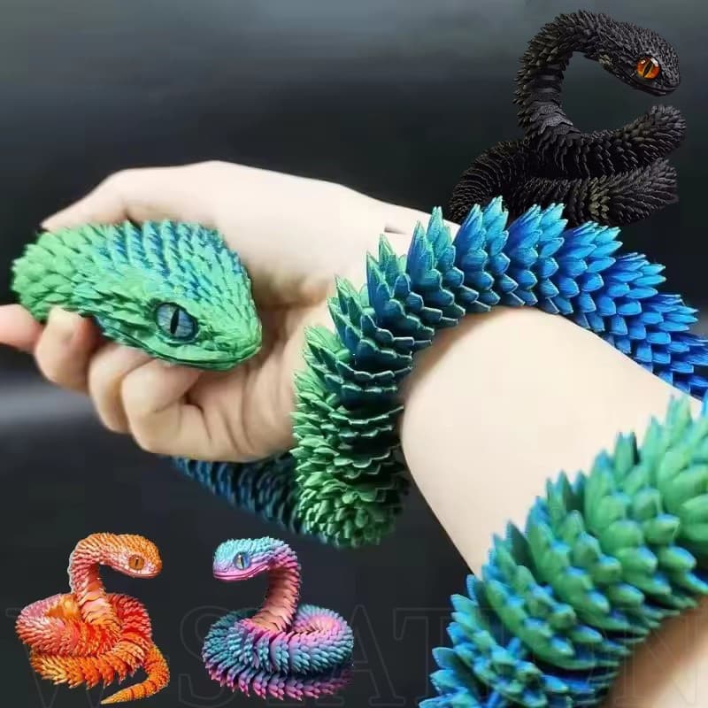 Cobra Realista Impressa Em 3D-Figura De Brinquedo Fidget De Articulação Móvel-Ornamento De Mesa De Escritório-Articulado