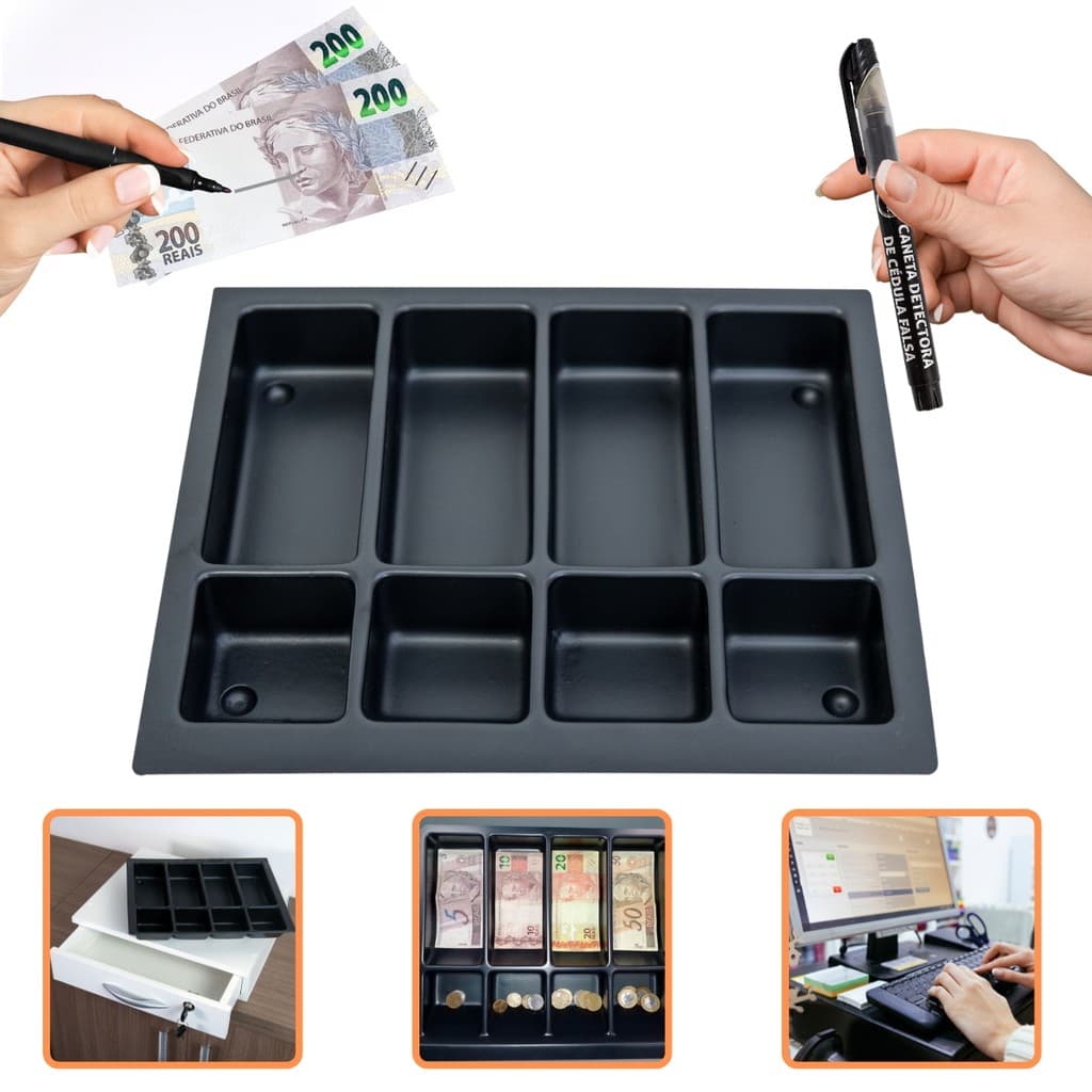 Kit Separador De Dinheiro  33,5x29cm + Caneta Detecta Dinheiro Falso