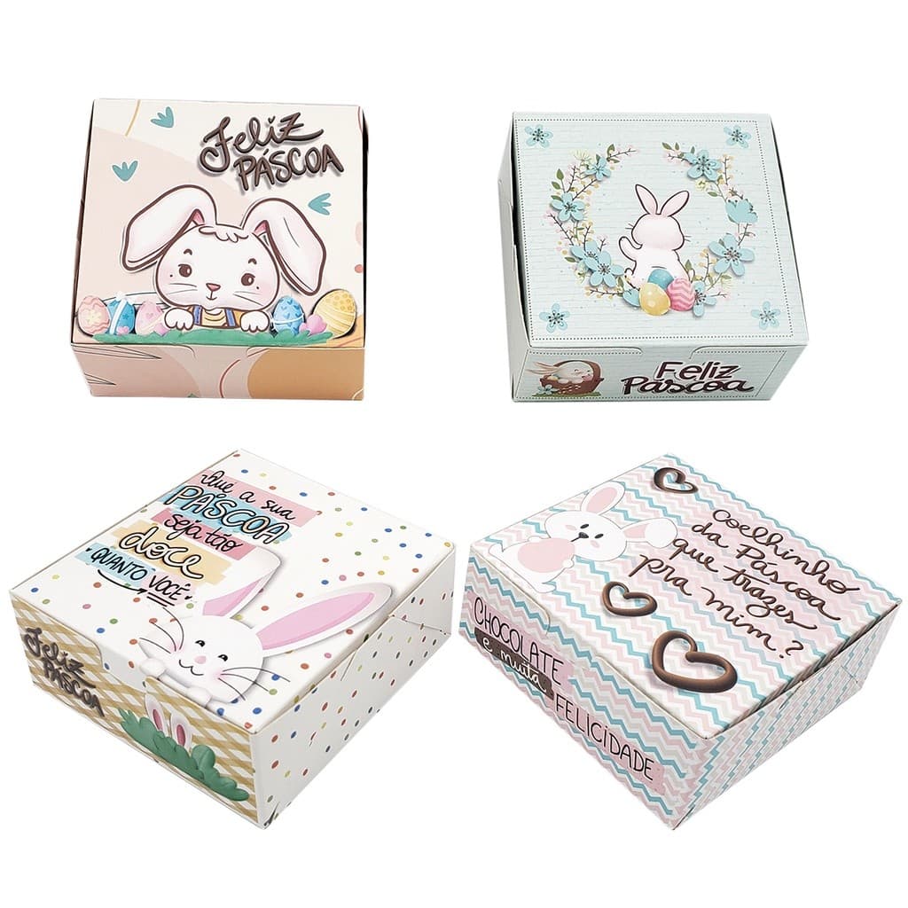 Caixas de Páscoa para 4 doces, bombom, trufas, ovinhos, bombom ( 8,5x3,5cm) Lembrancinha de Páscoa