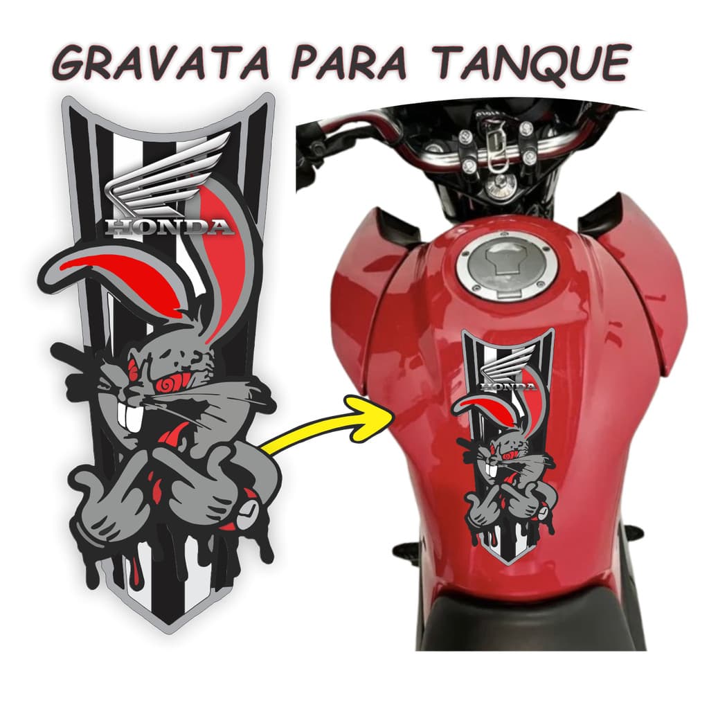 Gravata Adesiva para moto laminado NÃO DESBOTA Pernalonga Titan Fan Auto Colante Universal ENVIO IMEDIATO