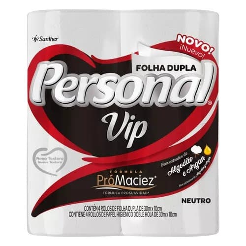 Papel Higiênico Personal Vip Folha Dupla 4x30m Santher