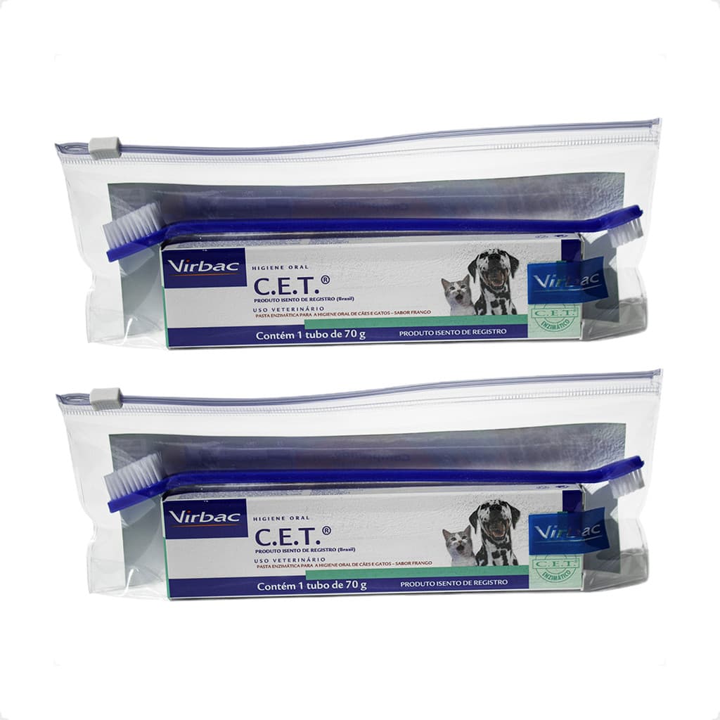 Kit 2 Pasta Dental Virbac Enzimática CET para Cães e Gatos - 70 g