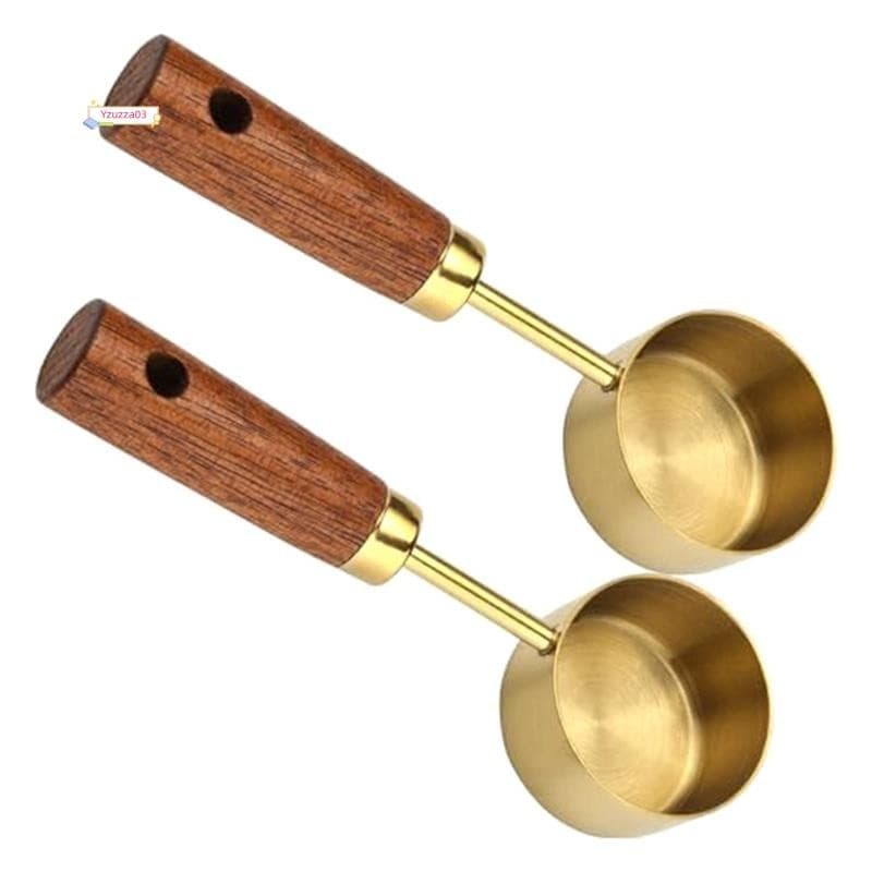 Colher De Café De Aço Inoxidável Para Moído , Medidora 15ml Com Cabo De Madeira Colheres Fácil Instalação-A