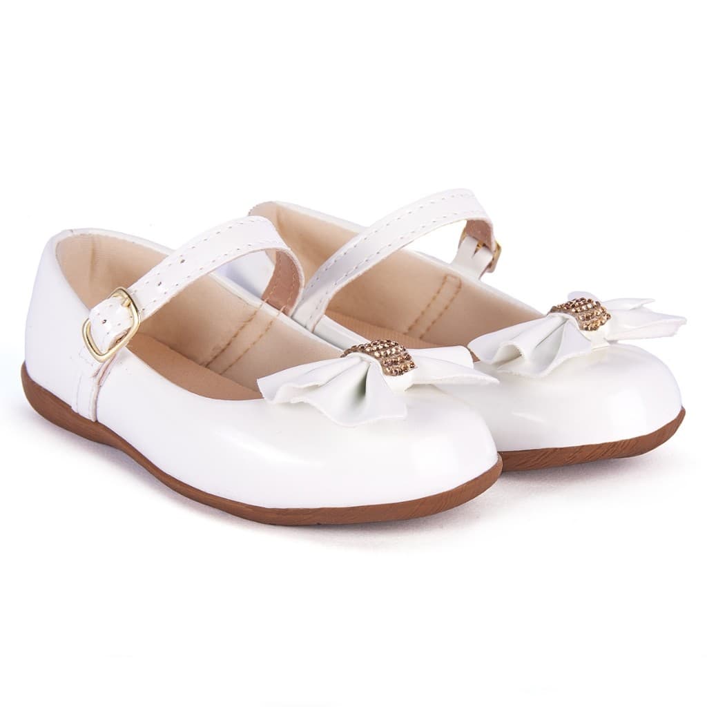 Sapatilha Branca Infantil Menina Sapato Boneca Conforto Criança Laço Dama de Honra Batizado Social
