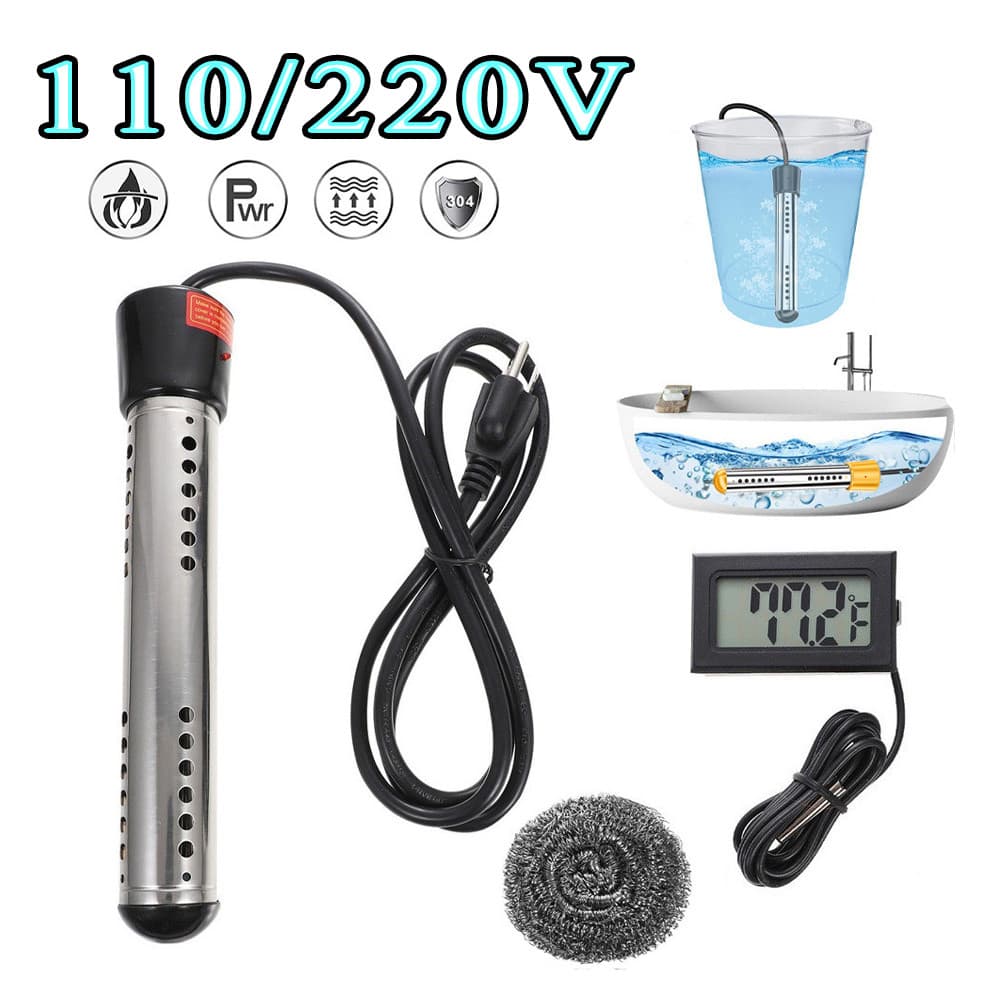 Aquecedor De Água De Imersão 110/220v 1500w Portátil Com Termômetro Alta Qualidade