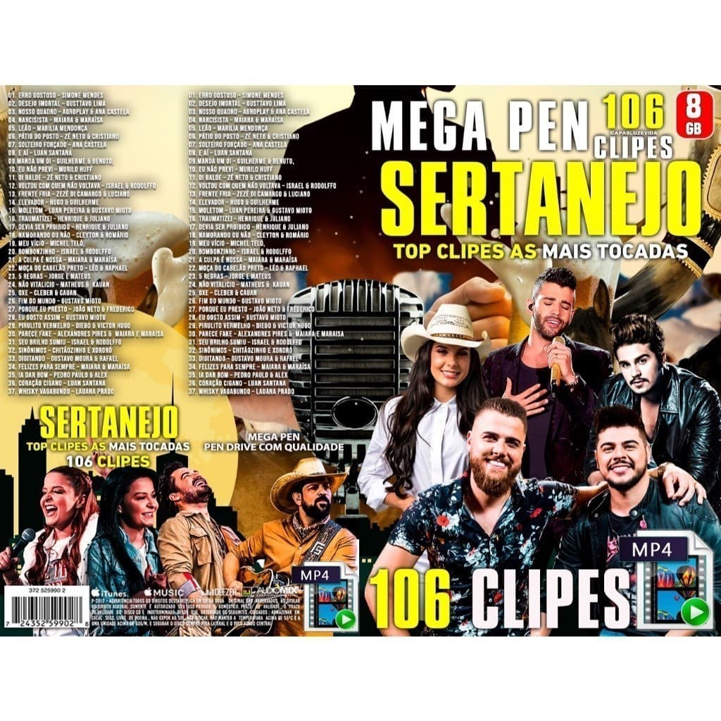 Mega Pen - Sertanejo Top Clipes As Mais Tocadas - 106 clipes + Bônus