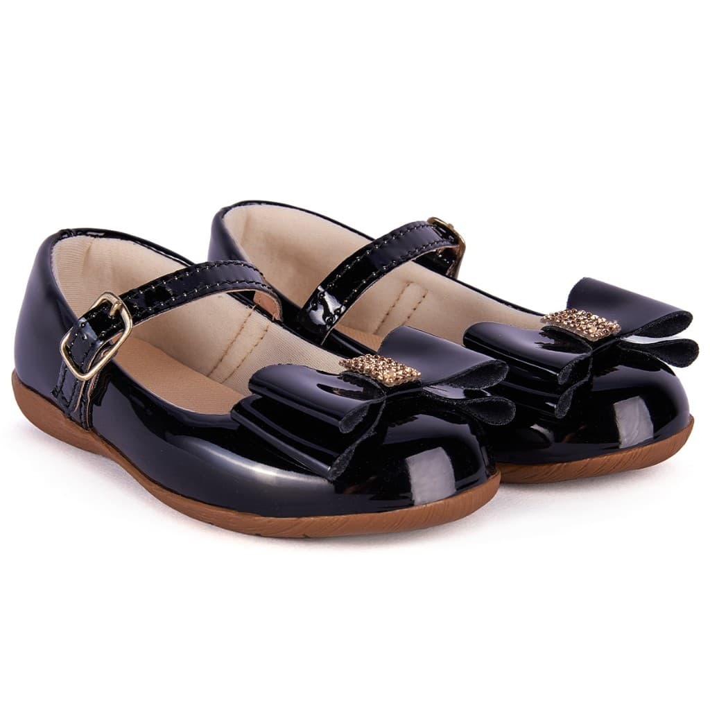 Sapatilha Preto Criança Menina Infantil Boneca Sapato de Daminha de Honra Macia Social com Laço