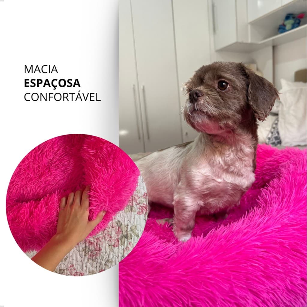 Cama Pet Nuvem Donut 70CM Pelúcia Caminha Redonda Gato Cachorro Super Fofa