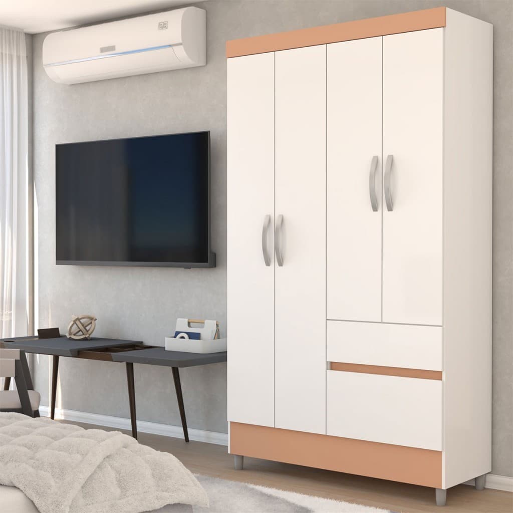 Guarda-Roupa Solteiro Londres 4 Portas 2 Gavetas