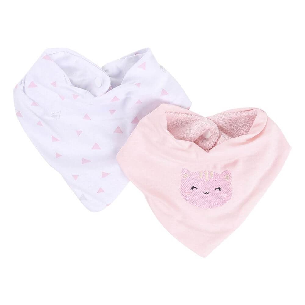 Babador Bandana Mami Bichuus Bordado Gatinha 02 Unidades Rosa