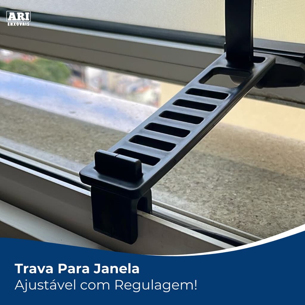 Trava Para Janela Basculante Ajustável Com Regulagem Limitadora Haste Reforçada Regulável