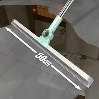 Vassoura Mágica 2 em 1 Rodo de Silicone Tira Pelo, Limpa Vidro e Piso Cabo Inox 80cm