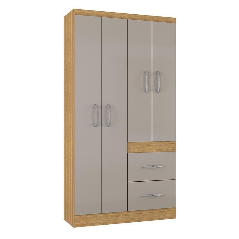 Guarda Roupa Solteiro Milão 4 Portas Damasco Off White – Poquema
