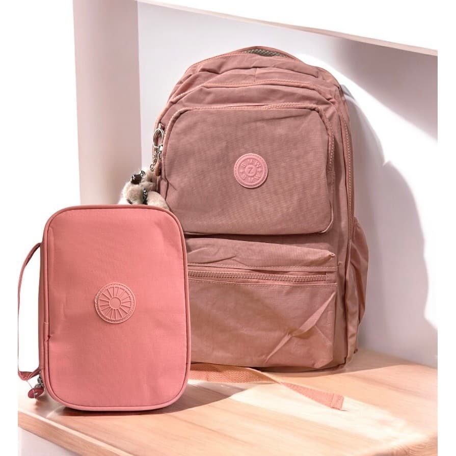 Mochila Escolar Grande Feminina Masculina + Estojo Box 100 pens Volta as Aulas