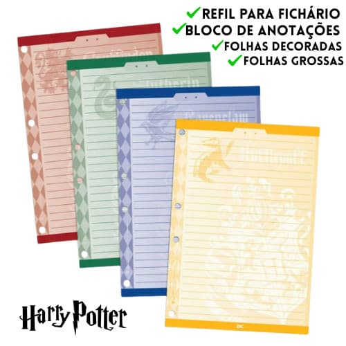 Refil Fichário Colegial Harry Potter Caderno Argolado DAC