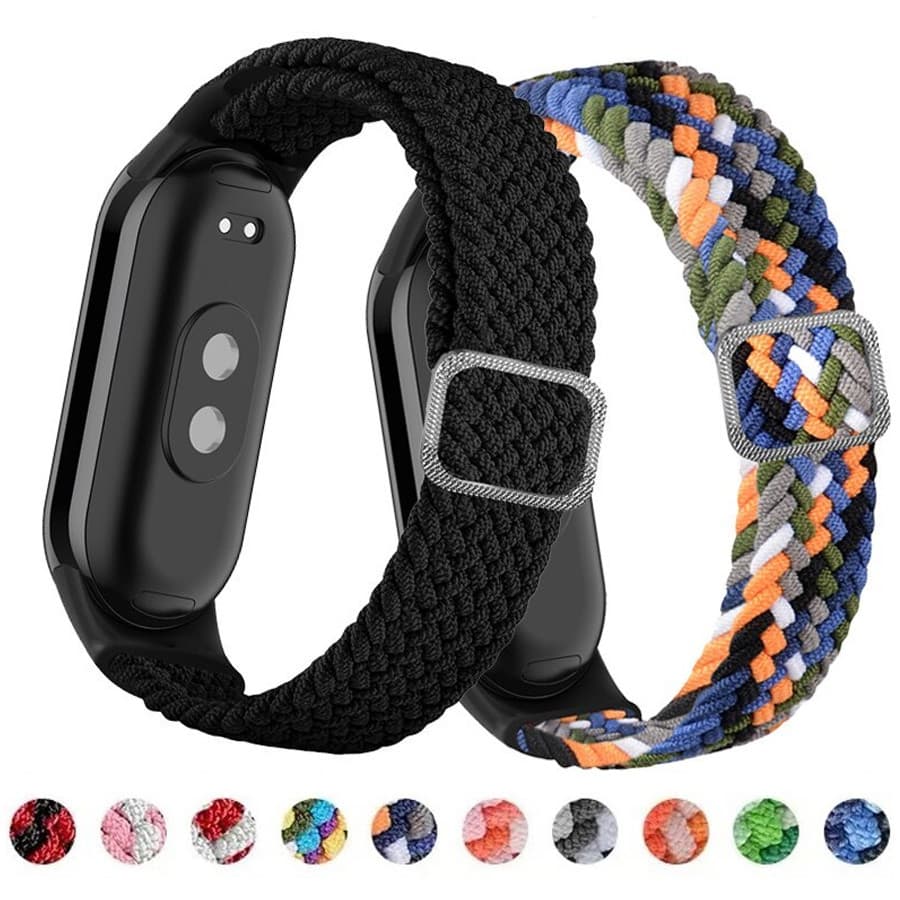 Pulseira Para Relógio Smartwatch Mi Band 10 9 8 7 6 5 , Loop De Nylon Resiliente Trançado Ajustável Para Miband 4 3