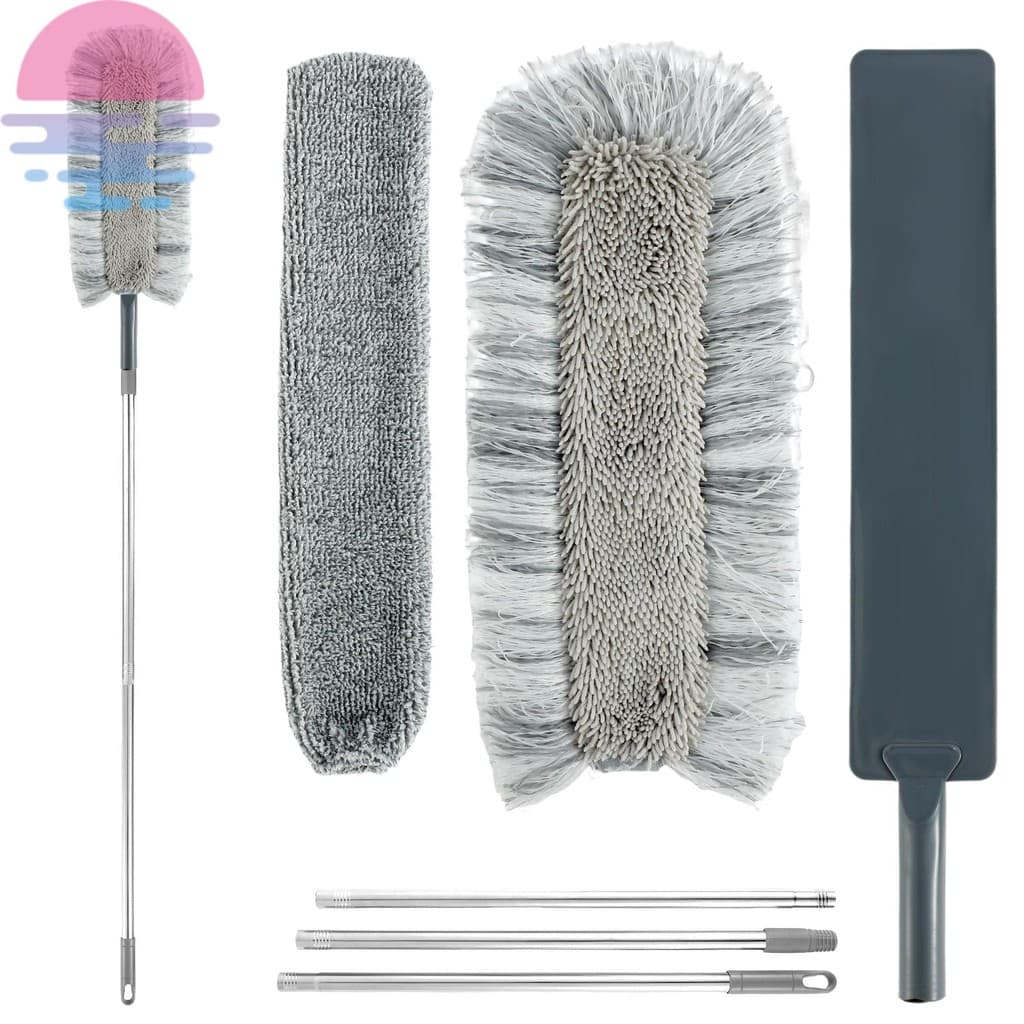 Kit De Limpeza De Poeira Com Alça De 67 Polegadas , Ferramenta 2 Espanadores Substituíveis , Espanador De Microfibra Lav