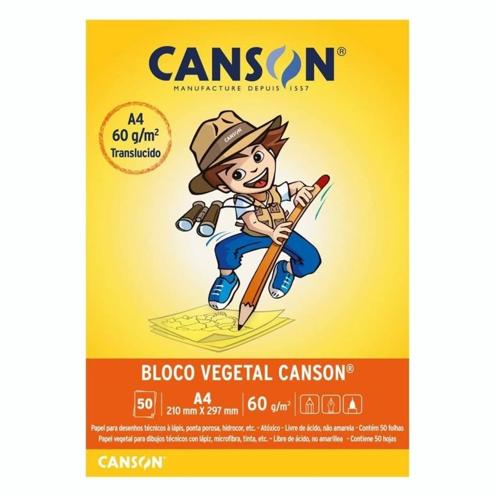 Bloco Vegetal Canson A4 Liso 60g/m2 Papel Transparente Desenho Técnicos Artísticos Decalque Tatuagem