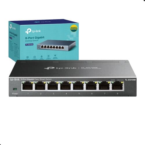Hub Switch de rede Tp-Link Inteligente SG108E 8 Portas Gigabit 10/100/1000 Plug and Play