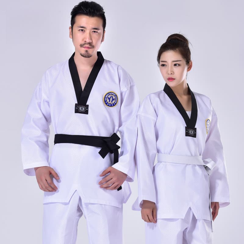 Grande praça Taekwondo terno terno / adulto crianças iniciante treinador treinamento terno / unisex com cinto
