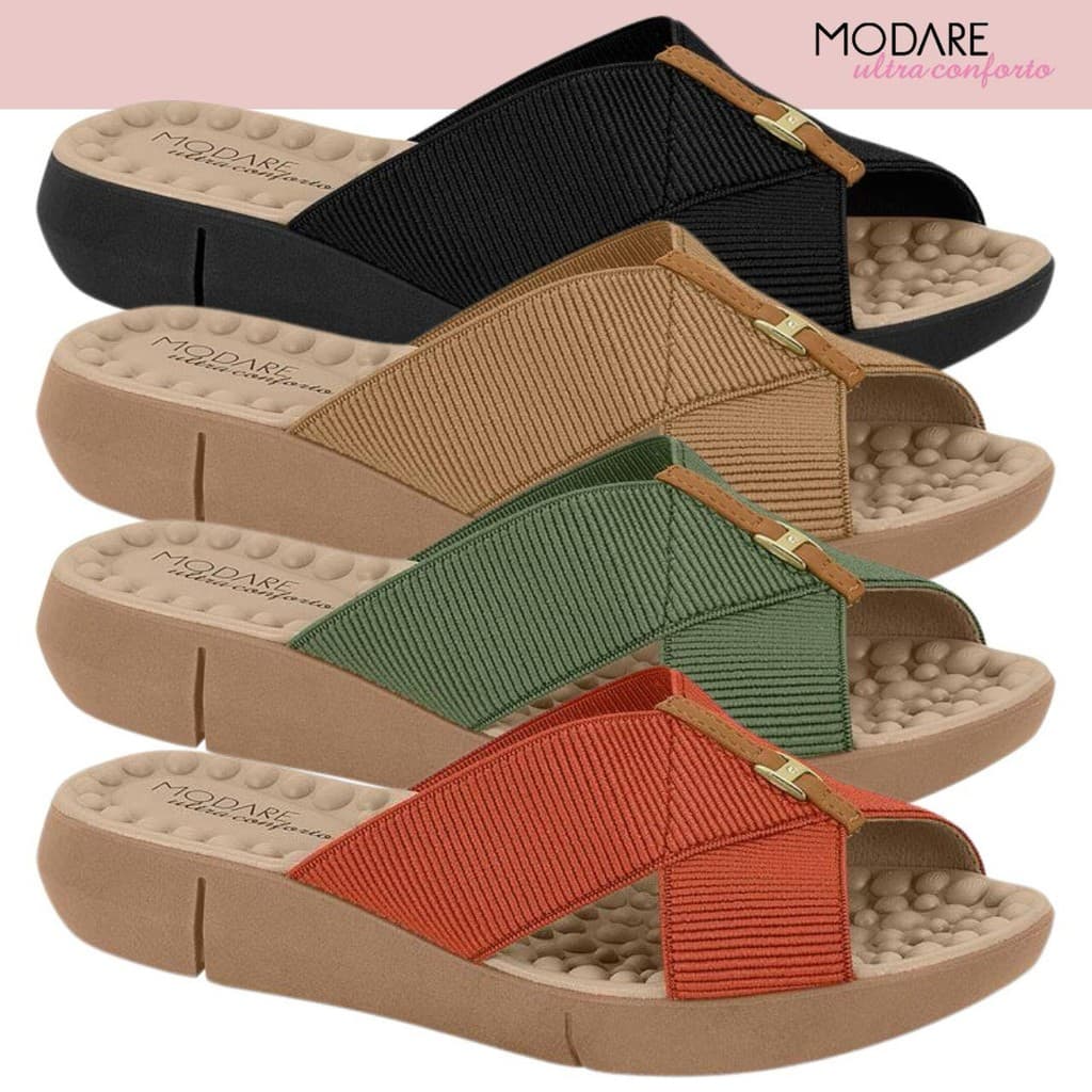 Chinelo Feminino Ortopédico Modare Esporão Massageador Elastico Tamanco Anabela Confortável
