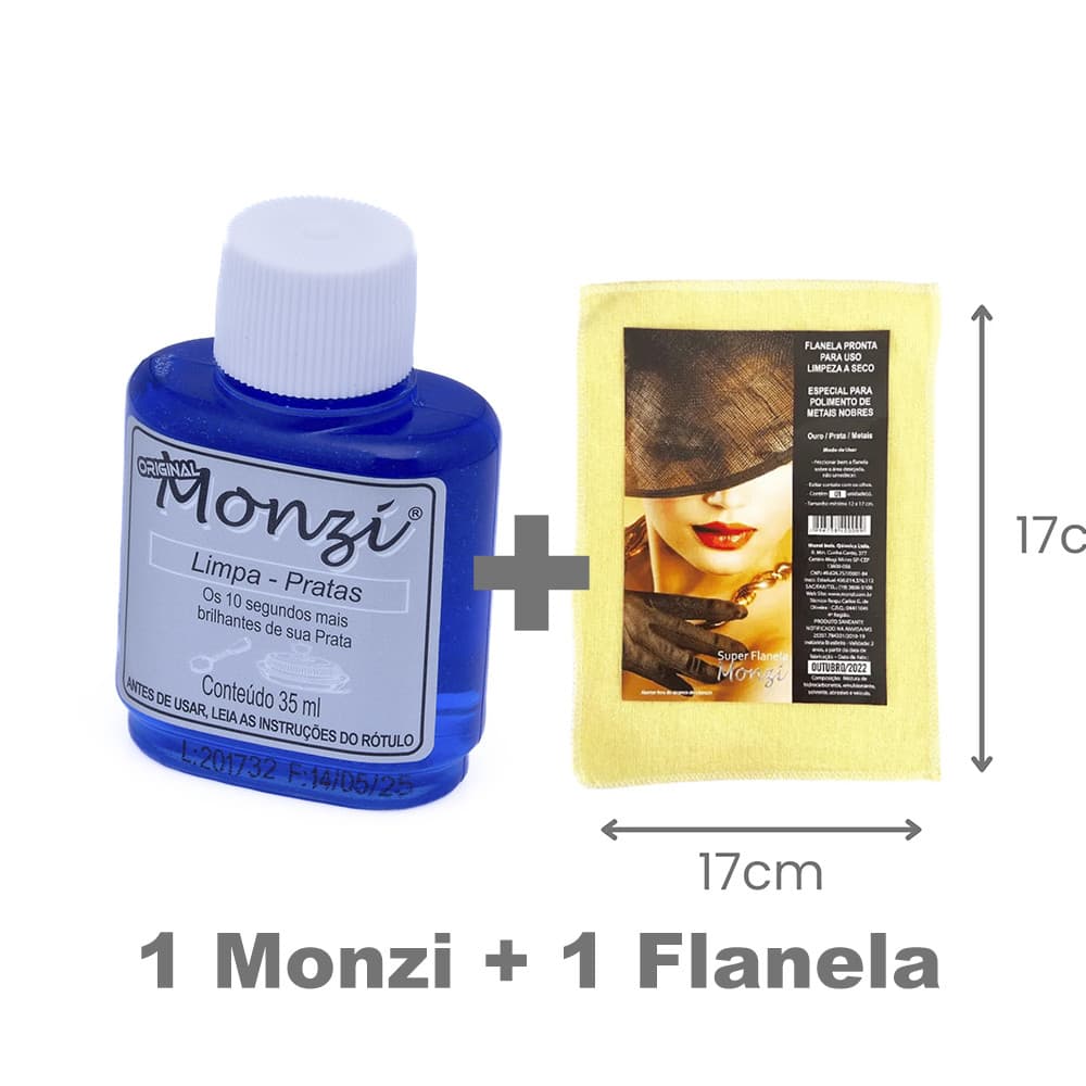 Kit Monzi Prata Original 35ml + Flanela Mágica Monzi Original