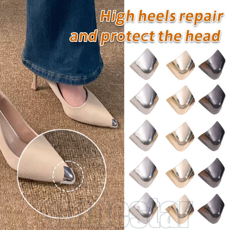 5 Pares De Tampa Protetora De Dedo Do Pé De Sapato De Salto Alto-Acessórios Para Dedos-De Ponta Metal-Antidesgaste , Ant