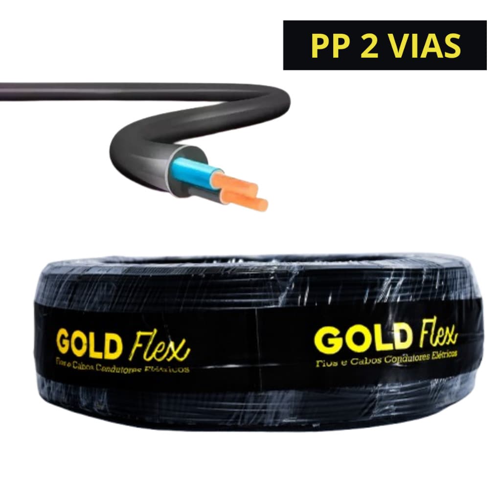 Rolo Cabo Flexivel PP Goldflex 2 Vias Pp 2x0,50mm C/ 50 ou 100 Metros