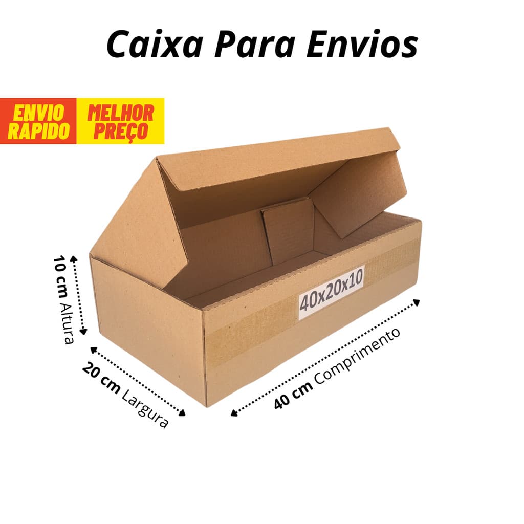 Kit 10 Caixas de Papelão 40x20x10 para Embalagem e Envio