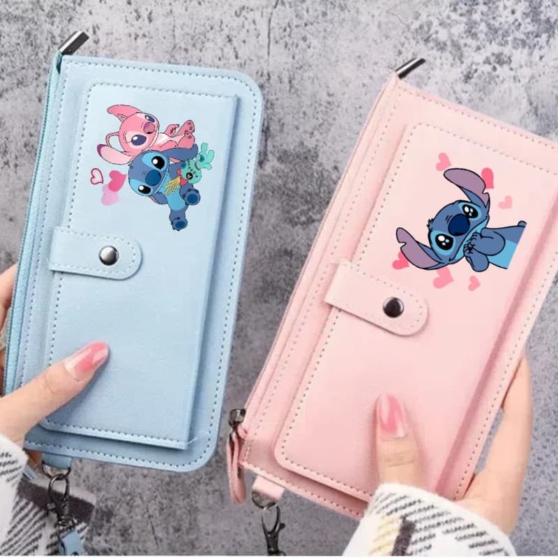 Carteira Stitch Feminina Longa Multifuncional Cartão De Armazenamento Multi Bolsa De Viagem