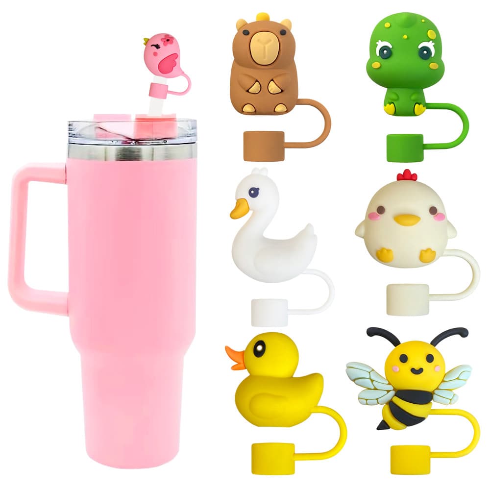 Tampa De Palha Da Série De Animais Pequenos , 7 Estilos , Para Pontas De 10mm , Tampas Reutilizáveis À Prova De Poeira ,